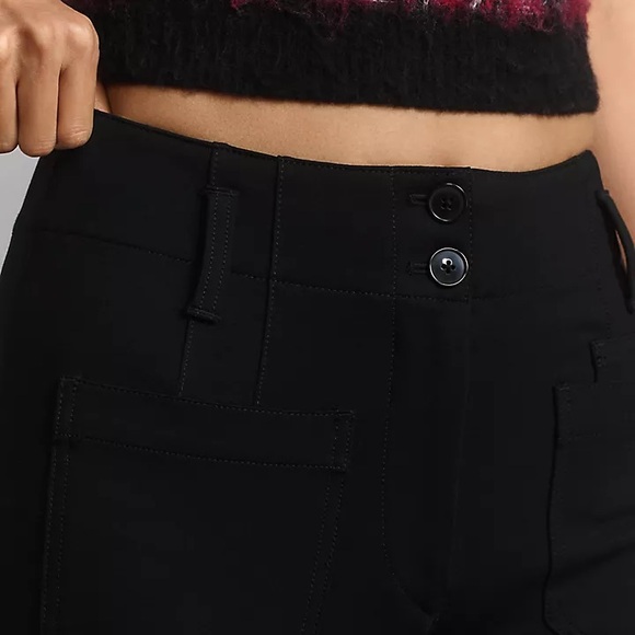 Maeve by Anthropologie The Junie Wide Leg Flare Black Pants Size 12 - Picture 15 of 15